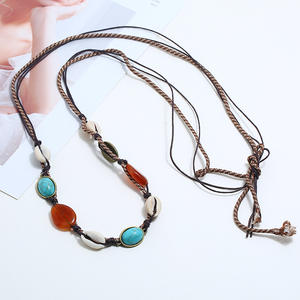 2025 nouveau coquillage conque cuir tressé tour de cou été plage femmes mode ruban Suture coquille gland naturel Agate collier - Product Image 5