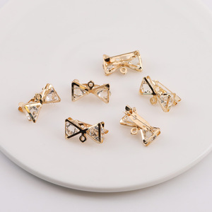 Broche nœud papillon en strass, en alliage de zinc, sertie à griffes, accessoire de mode unisexe, cadeau, matériau pour bijoux DIY - Product Image 3