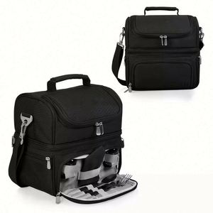 Custom Eco Reusabl Double Compartment Insulated Cooler Lunch Bag Outing Picnic Cooler Bag for Work Office Picnic - Product Image 4