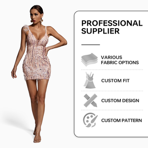 Estate Sexy cinturino paillettes profondo scollo a v Club Dress tessuto personalizzato moda discoteca Mini abiti <span class=keywords><strong>da</strong></span> <span class=keywords><strong>Cocktail</strong></span> <span class=keywords><strong>da</strong></span> <span class=keywords><strong>donna</strong></span> - Product Image 3