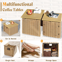 Ensemble de salon d'extérieur en rotin PE résistant aux intempéries, avec table basse de rangement, idéal pour jardin, bord de piscine, villa - Vente chaude
