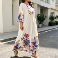 Robe longue maxi rétro à motif floral, col en V, coupe ample, décontractée, élégante, pour femme, idéale pour l'été, vente en gros