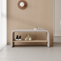 Banc d'entrée moderne haut de gamme en bois massif avec tabouret à chaussures intégré pour salle d'essayage, armoire à chaussures domestique