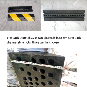 Factory Wholesale Heavy Duty 50 TON Retractable Equipment Hump Traffic Portable <b>Road</b> Rubber Speed Bump With Cable Slot - Product Image 2