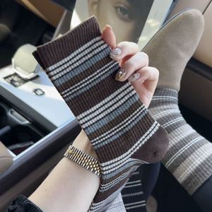 Women's Mid-Calf Slouch <b>Socks</b> Color-Blocked Stripes And Checks Polyester Sweat-Absorbent Regular Casual <b>Socks</b> - Product Image 2