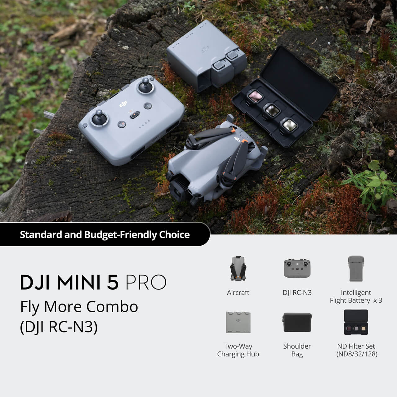 DJI Mini 5 Pro ชุด Fly More Combo (DJI RC-N3)