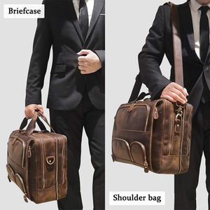 Bolsos de Cuero Crazy Horse para Hombre, Maletines de Cuero para Oficina, Bolsos de Mensajero de Cuero, Bolsos de Abogado, Maletines de Cuero Genuino para Hombre - Product Image 5