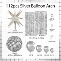 Kit de ballons disco argentés métalliques avec franges et étoiles éclatantes pour fête d'anniversaire, anniversaire, Noël, danse, club, décoration de scène