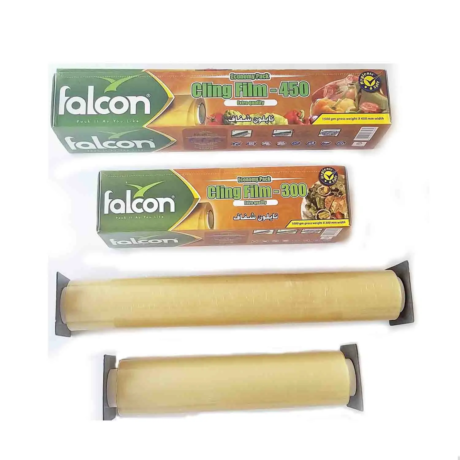 Fallcon PE / PVC pellicola trasparente food grade wrap stretch 10-15mic Jumbo roll OEM ODM wrap stretch film food fresh film