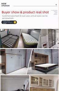 <span class=keywords><strong>Lit</strong></span> Murphy multifonctionnel moderne en bois, gain de place, avec mécanisme de basculement latéral et placard intégré - Product Image 6