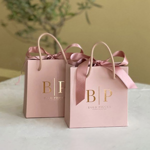 Tùy chỉnh sang trọng thương hiệu Quà Tặng màu hồng túi giấy Matte Đen Boutique Mua Sắm Đồ trang sức nhỏ bao bì Kraft túi giấy với xử lý - Product Image 4