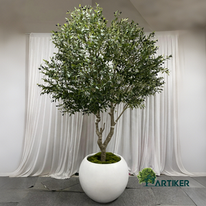 Arbre d'<span class=keywords><strong>olivier</strong></span> artificiel moderne en soie et plastique de 280 cm (9 pieds), durable, pour l'extérieur, idéal pour les hôtels et les bureaux, décoration élégante en verdure. - Product Image 1