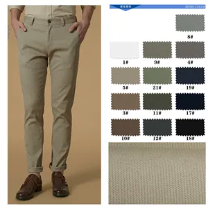 Harga pabrik kain katun tenun warna manufaktur kain celana terasa tangan lembut 97% katun 3% kain Chino Dobby spandeks