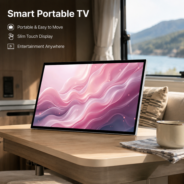 24 27 Inch Mobile Smart Screen Portable Smart TV Android 15 Touchscreen Monitor 1080P Battery 13MP Camera Wireless Screen Cast