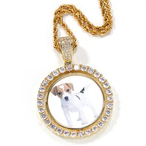 Collar <span class=keywords><strong>con</strong></span> Colgante <span class=keywords><strong>de</strong></span> <span class=keywords><strong>Foto</strong></span> <span class=keywords><strong>de</strong></span> Doble Cara, <span class=keywords><strong>Cadena</strong></span> Singapuriana Trenzada, Chapado en <span class=keywords><strong>Oro</strong></span>, <span class=keywords><strong>con</strong></span> Circonita Cúbica, Joyería Hip Hop para Fiestas y Bodas - Product Image 4