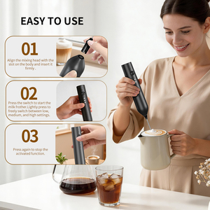3-Speed 3 Whisks Travel Frother Rechargeable Frother Electric Milk Frother For Cappuccino And Latte - Product Image 3