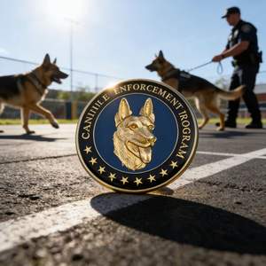 Moneda Conmemorativa de la Unidad K-9 - Medalla del Programa <span class=keywords><strong>Canino</strong></span> con Pastor Alemán y Acabado en Esmalte Azul - Product Image 2