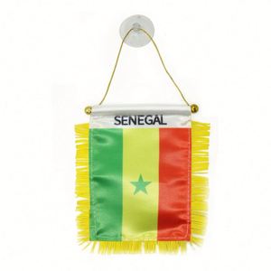 Custom SENEGAL Satin Pennant Flag Car Mini Flag <b>Banner</b> with Yellow Tassels - Product Image 1