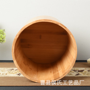 <b>Bamboo</b> Round Wooden Bucket 6L Eco Friendly Storage <b>Container</b> For Water Food Desktop Use - Product Image 2