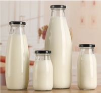Usine vente 250ml500ml verre yaourt lait thé bouteilles bouteilles de jus couvercle en fer lait bouteilles en verre