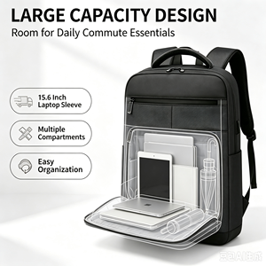 Mochila Ligera Impermeable para Portátil con Carga USB, Bolsa de Viaje para Computadora con Logotipo Personalizado, Venta al por Mayor para Oficina y Desplazamientos Diarios - Product Image 3