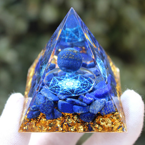 <b>Crystal</b> <b>Chip</b> Pyramid Resin Epoxy Craft Desktop Ornament Lapis Lazuli Hexagram Home Decoration Gift - Product Image 1