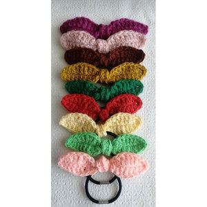 Handmade Crochet Yarn <b>Bow</b> Hair Ties Cute Bowknot Elastic Hair Bands for Kids Girls Hand-Crocheted Safety Yarn Baby Hair <b>Bows</b> Tie - Product Image 3