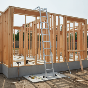 Échelle pliante en aluminium 12,5 pieds, 12 marches, Type 1, capacité 300 lb, usage domestique, design minimaliste, échafaudage combiné - Product Image 2