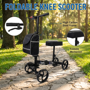 Andador <span class=keywords><strong>de</strong></span> rodilla plegable YIDE <span class=keywords><strong>de</strong></span> acero al carbono con 4 ruedas, asiento acolchado, manual, para adultos, cuidado en el hogar, recuperación postoperatoria, soporte <span class=keywords><strong>de</strong></span> movilidad - Product Image 1