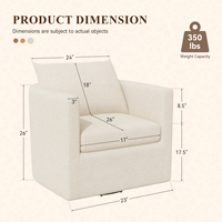 Fauteuil pivotant convertible confortable en lin avec coussin épais haute densité, tissu doux pour la peau, accent moderne pour salon et maison