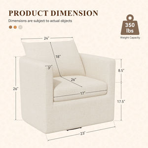 Silla Giratoria de Lino Cómoda, Cojín Grueso de Alta Densidad, Tela Agradable al Tacto, Estilo Moderno para Sala de Estar, Dormitorio o Salón - Product Image 5