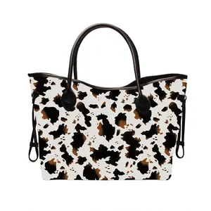 Wholesale Western Style Cattle Print Aztec Black Brand Tote Bags Support Customization