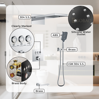 Mitigeur de pluie de luxe ensemble de douche dissimulé en laiton thermostatique avec plaque salle de bain robinets de douche muraux pommeau de douche à effet pluie chromé