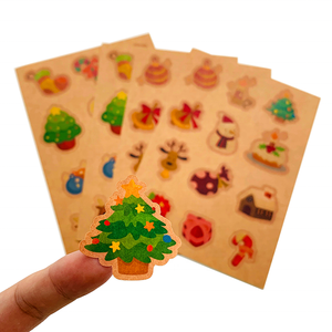 Etiquetas de papel Kraft impermeables para niños, pegatinas de papel con dibujos animados en lámina, precio barato de fábrica - Product Image 1
