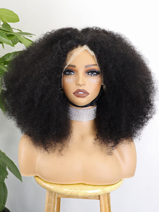 13x4 perruques de cheveux frontaux en dentelle 350% densité de cheveux humains vierges perruques courtes Bob délié naturel perruques Afro crépus bouclés pour les femmes noires - Product Image 4