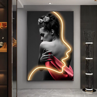 Nouvelle conception, peinture décorative lumineuse, ligne de beauté, personnage imprimé en haute définition, œuvre d'art pour salon et chambre, peinture artistique à LED