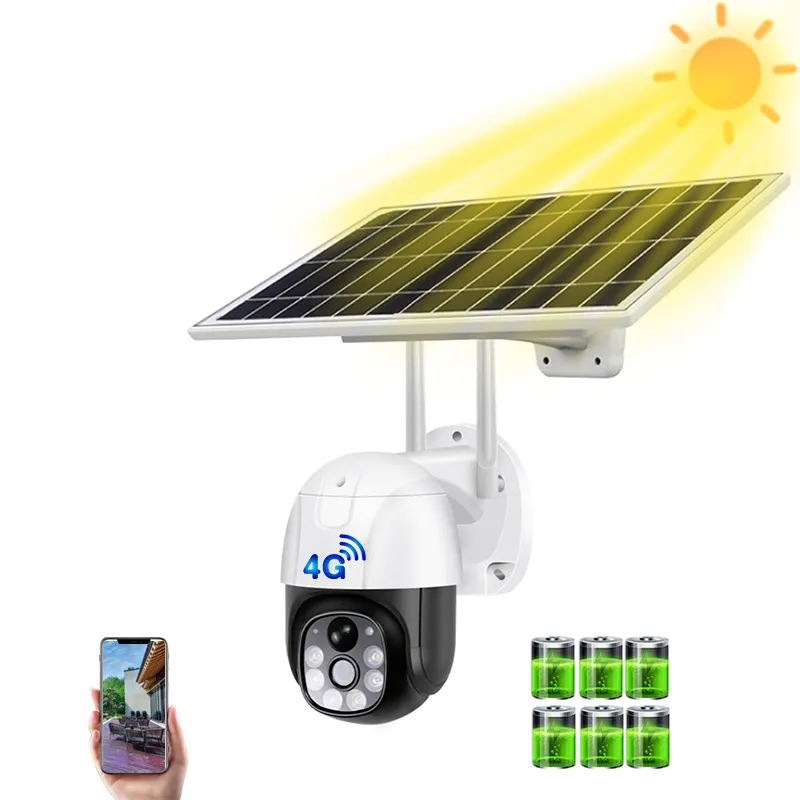 V380 CCTV Solar 4G Camera con Sim Card Outdoor Colorful Night Vision Recording Security Solar 3MP CCTV 4G Camera