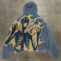 Pull à capuche tricoté personnalisé avec impression bouffante 100% coton 370gsm lourd respirant XL disponible