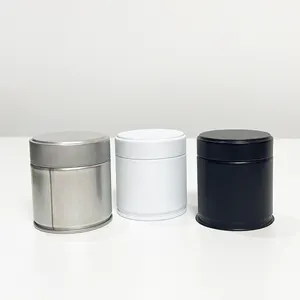 Toptan siyah beyaz gümüş metal ince yeşil çay tozu teneke kutu 30g 40g ambalaj hava sıkı metal teneke konteyner tozu matcha/kahve