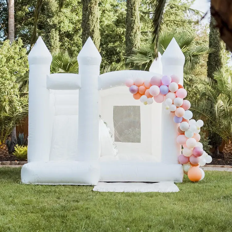 Tobogán acuático inflable para boda, casa de rebote de tamaño King, color blanco, 8 unidades