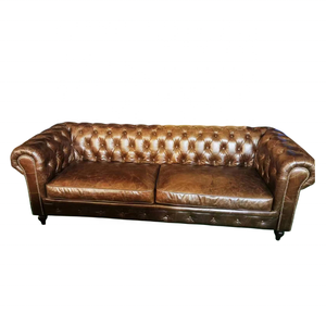 Profession elle Retro Vintage Echt leder Chesterfield <span class=keywords><strong>Sofa</strong></span> Tan Leder Couch Liebes sitz <span class=keywords><strong>Sofa</strong></span> Amerika Stil <span class=keywords><strong>Sofa</strong></span> 2 Sitz Innen - Product Image 2