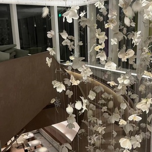 Rustics Design personnalisé salon éclairage décoratif fleurs colorées Style Art verre pendentif longue <span class=keywords><strong>suspension</strong></span> de lampe suspendue - Product Image 4
