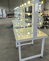 Miroir de maquillage double face professionnel avec éclairage, sur roulettes et mobile, pour salle de formation, studio, théâtre et coiffeuse