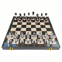 Jeu d'échecs de luxe en marbre haut de gamme, neuf, élégant, avec pièces en bois pliables pour enfants