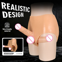 Dildo double réaliste personnalisé avec harnais-culotte, produit de fantaisie pour adultes, fabricant, commande en gros