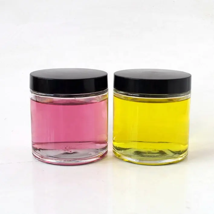 Pot en verre transparent lisse eco, bouteille pour crème à la peau, avec couvercle à vis noir mat ou lisse, 2oz 3oz 4oz, ml