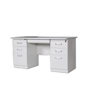 โต๊ะทำงานแล็ปท็อปโลหะสีขาวทันสมัยขนาดเล็กพร้อมลิ้นชัก3อันโต๊ะคอมพิวเตอร์ในสำนักงาน - Product Image 1