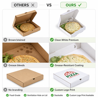 Boîte à pizza carrée blanche personnalisée, jetable, en carton ondulé, avec aérations, en gros pour restaurants et cafés