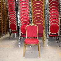 Chaises de banquet empilables avec sièges rembourrés, support dorsal ergonomique, structure en fer pour les événements de mariage/fête/conférence/hôtel