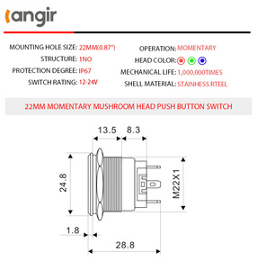 Drukknop Quick Connect Soldeer Lug Pcb Pin Terminal Drukknop Schakelaar Drukknop Voor Eenvoudige Installatie - Product Image 2